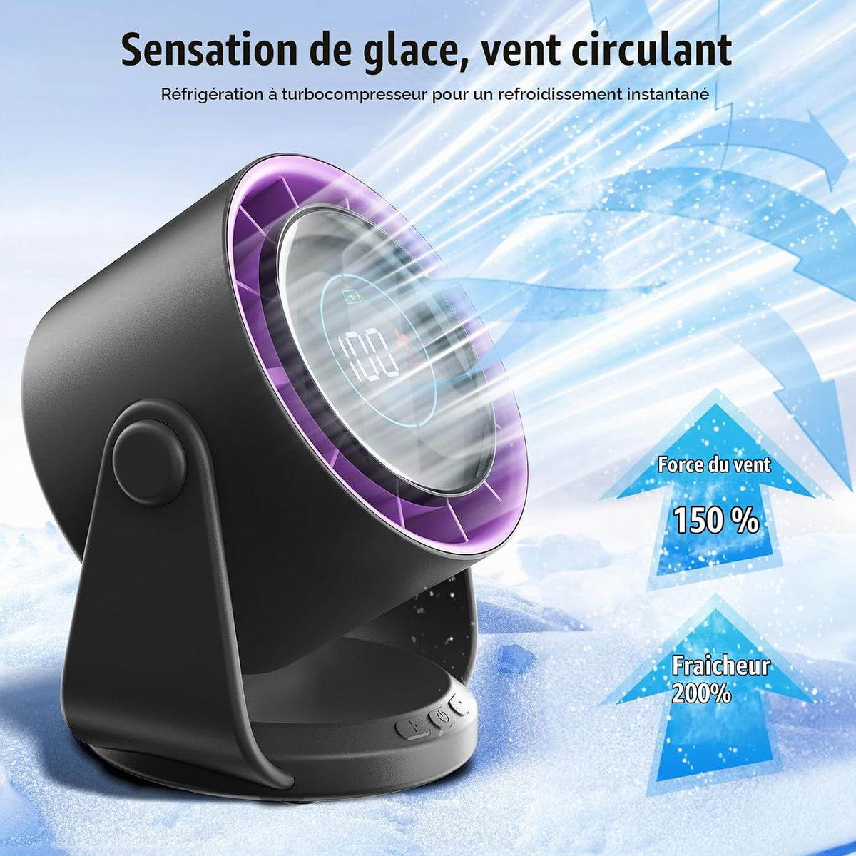 Polnilni Namizni Ventilator 14 x 15 x 19 cm
