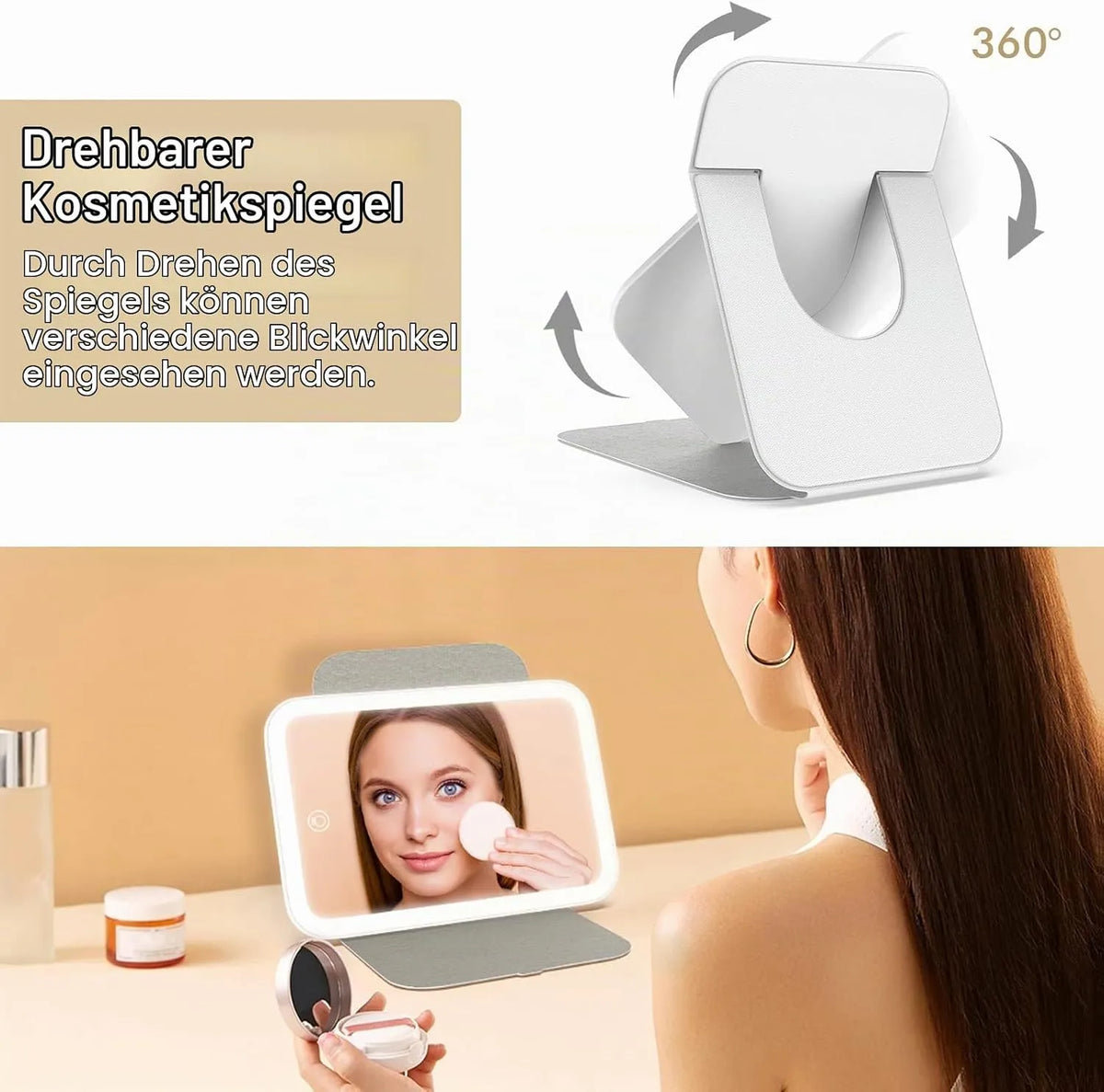 Potovalno LED Ogledalo za Ličenje 20.5 x 13.8 cm