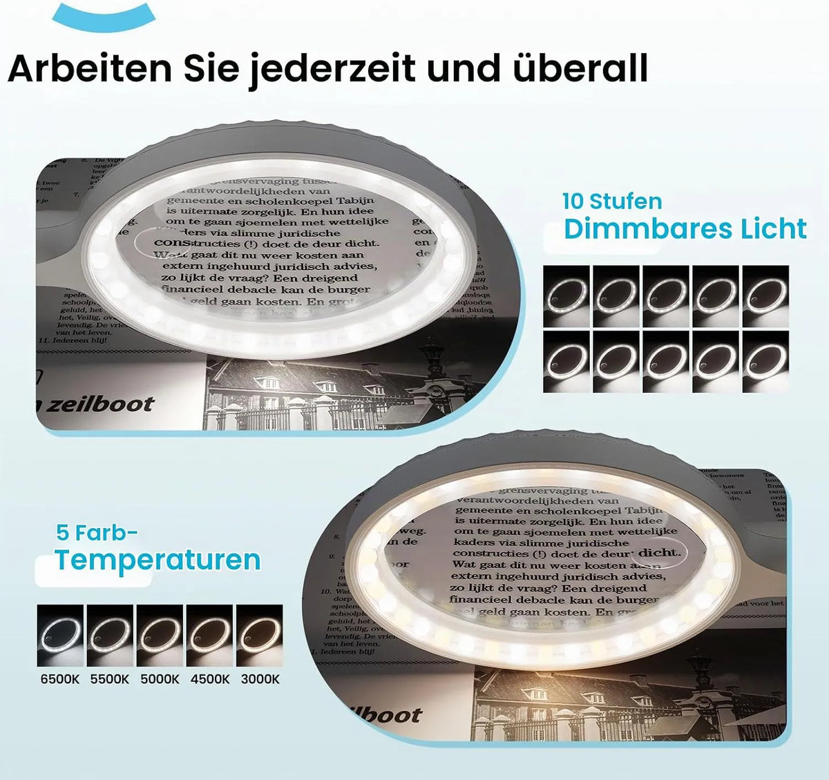 Povečevalno Steklo s Svetilko in Stojalom 14 cm
