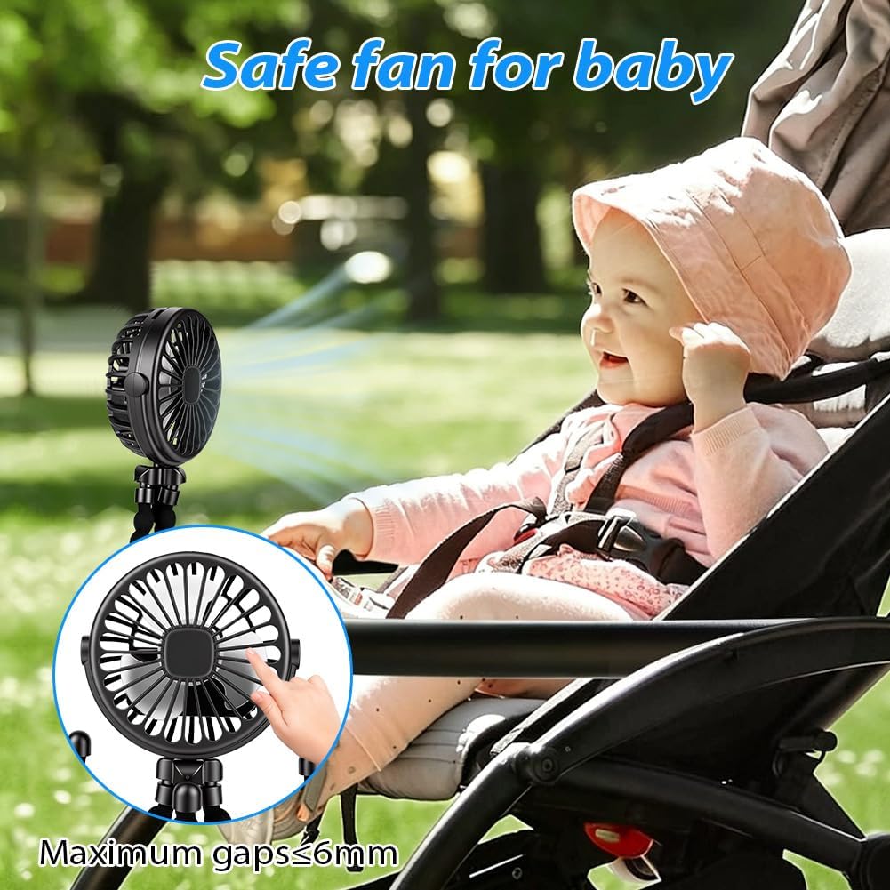 Prenosni Ventilator za Otroški Voziček s Sponko 1 Kos