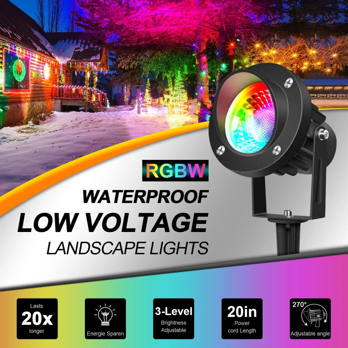 RGB LED Vrtna Svetilka s Talnim Klinom 2 Kosa