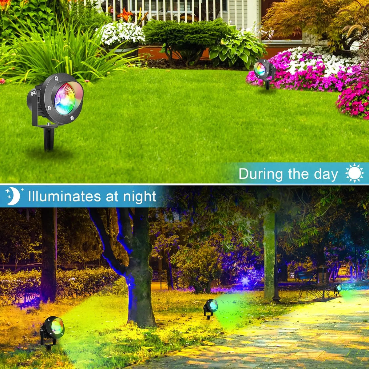 RGB LED Vrtna Svetilka s Talnim Klinom 2 Kosa
