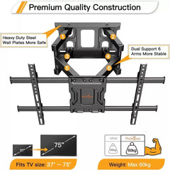 PERLEGEAR Stenski gibljiv nosilec za TV 37–75” - do 60 kg