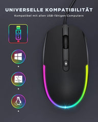 Seenda Žična Miška z RGB Osvetlitvijo 11.5 x 5.6 cm