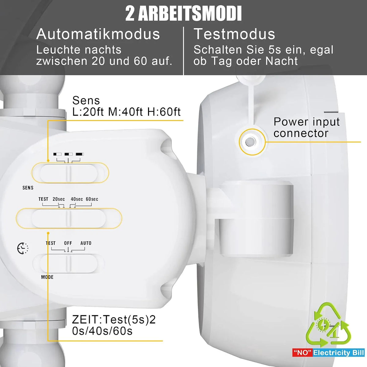 Solarna Zunanja LED Svetilka s Senzorjem Gibanja 35,6 x 13,7 x 21,1 cm