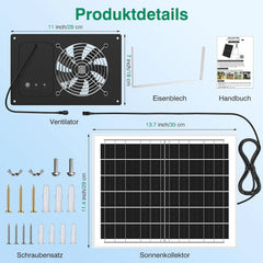 Solarni Ventilator z Baterijo in Časovnikom 28 cm