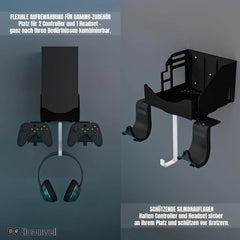 Stenski Nosilec za Xbox Series X s Kavlji za Kontrolerje in Slušalke