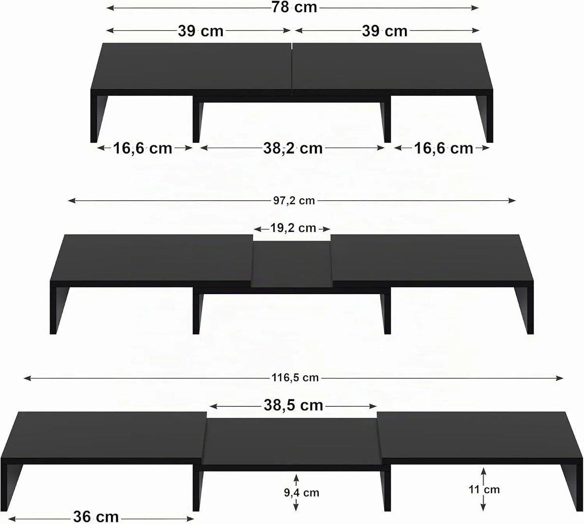 Stojalo Za Dva Monitorja 23 x 116 x 12.6 cm