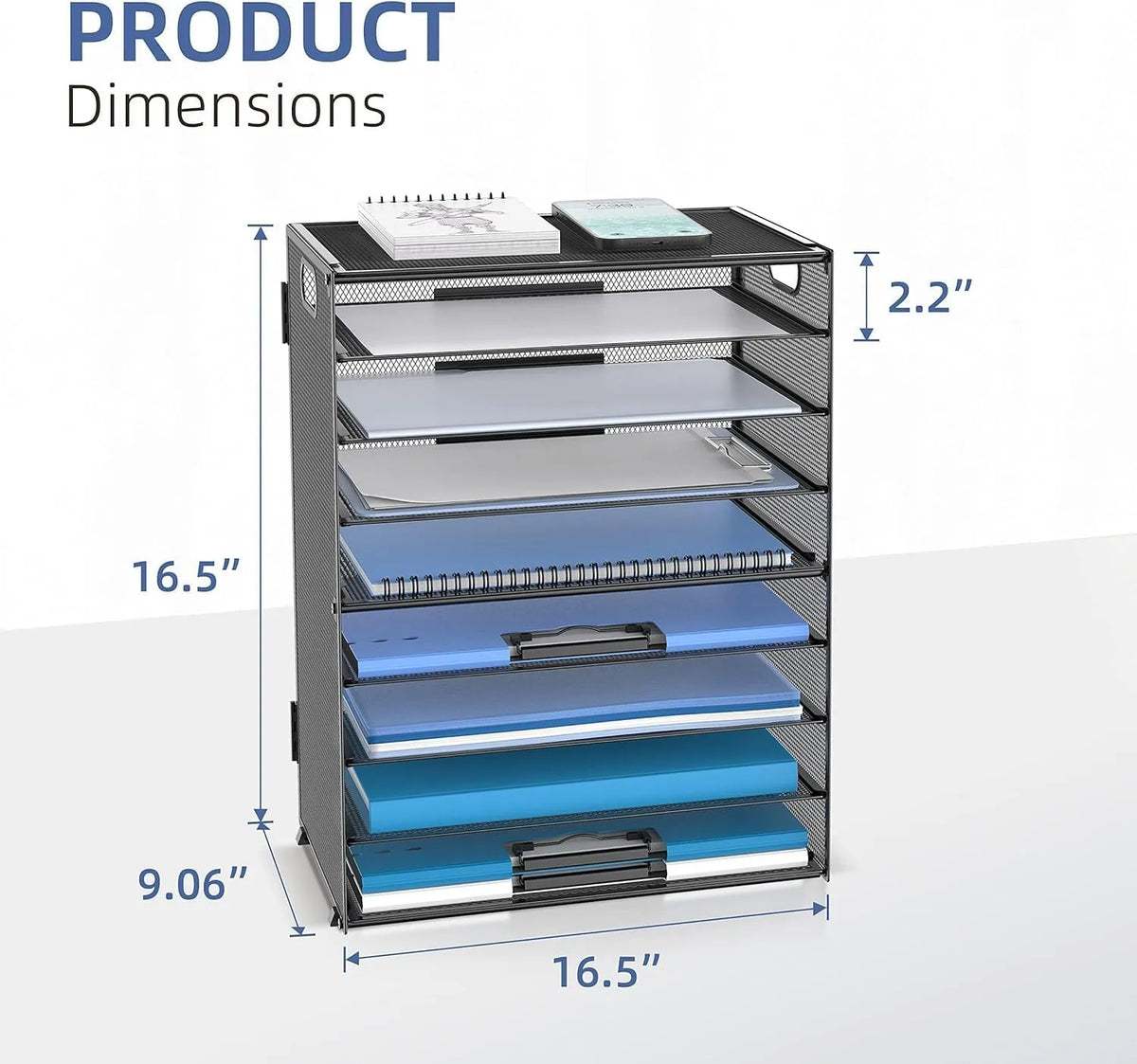 SUPEASY Namizni Organizator Dokumentov z 9 Razdelki 34.2 x 6.5 x 43 cm