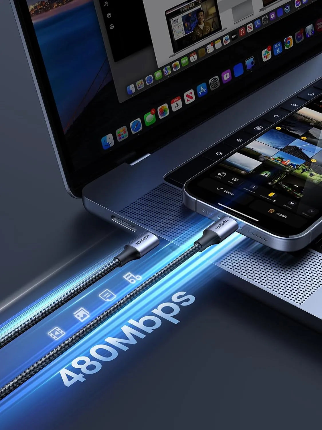 UGREEN USB-C v USB-C Polnilni Kabel 50 cm