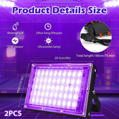 UV LED Reflektor Črna Luč 50W, 2 Kosa
