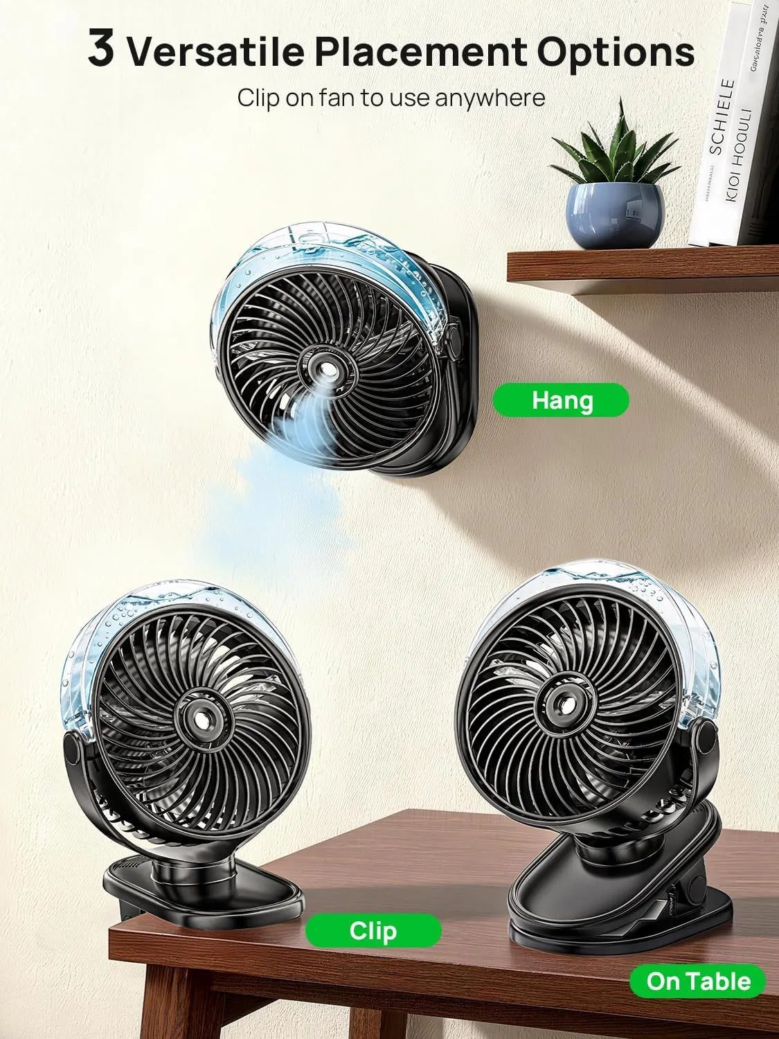Ventilator s Pršilnikom Vode in Baterijo 6000 mAh 1 Kos