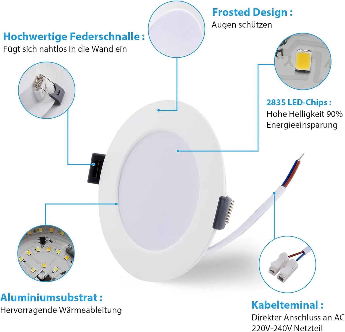 Vgradne LED Luči 7W Zatemnilne 4000K, 12 Kosov