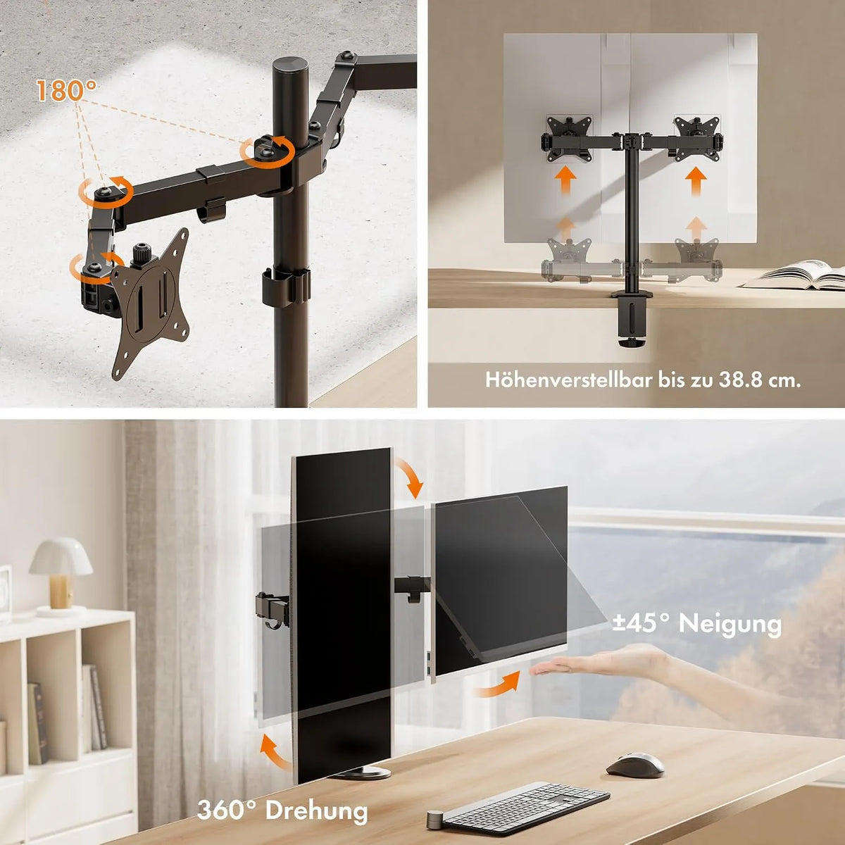VonHaus Dvojno Namizno Držalo Za Monitor 13-32"