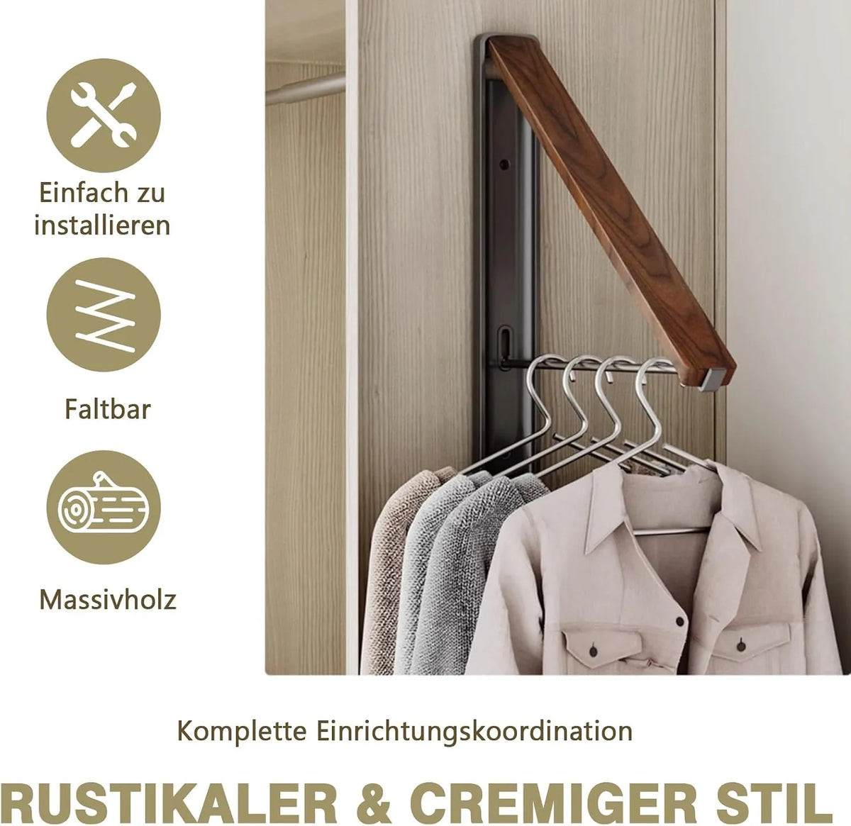 YCBTREE Zložljiv Stenski Obešalnik za Oblačila 2 Kosa