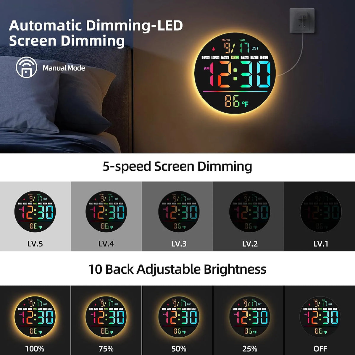 Yiwu Lanpa E-Commerce Co., Ltd. Digitalna Stenska Ura 20 cm