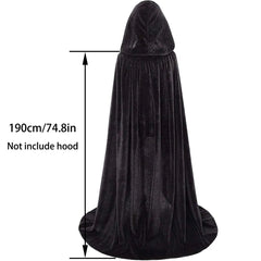 Žameten Vampirski Plašč s Kapuco 190 cm