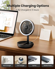 Zložljiv Namizni Ventilator z Nočno Lučko 17.2 cm