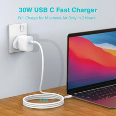 30W USB-C polnilnik s kablom USB-C 2 m