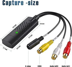 VHS na digitalni pretvornik USB 2.0 za zajem videa in zvoka, črn