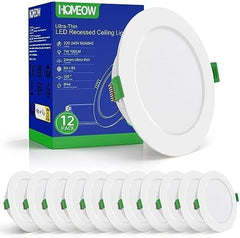 12x HOMEOW LED vgradna stropna svetilka 7W 6000K IP44