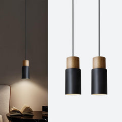 OUGLRES moderna leseno-aluminijasta viseča svetilka