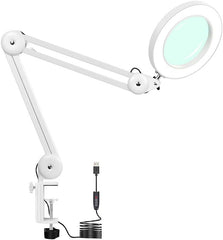 NEWACALOX LED Povečevalna Namizna Luč z Lupo in Gibljivim Nosilcem
