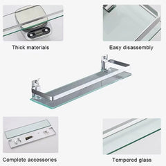 MELAIRY 35cm Steklena kopalniška polica z aluminijastim nosilcem