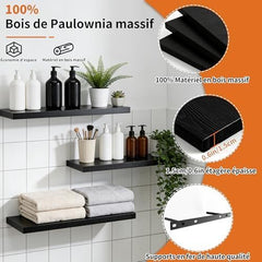 3x FREEAMG lesena stenska polica 40×15cm