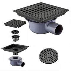 NEWFUN 15×15cm talni tuš odtok Noir berz DN50 iz nerjavnega jekla