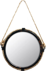 FUNLY MEE okroglo kovinsko ogledalo z vrvjo - 31 cm