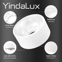 4x YindaLux LED stropni reflektor GX53 – 7 W, 3000 K