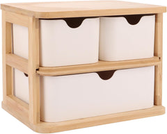 FWEEK lesena škatla za shranjevanje s 3 predali