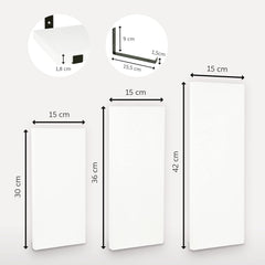 WONOSS komplet 3 lebdečih lesenih polic z nosilci