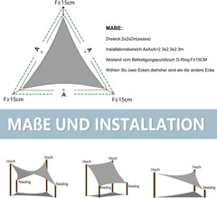 LOVE STORY trikotno senčilo z montažnim kompletom - 3 × 3 × 3 m