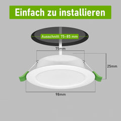 6x JAENMSA 98mm LED vgradni reflektor 8 W - 4000 K