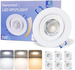 HEROMIND Komplet 6 ultra ploskih vgradnih zatemnljivih LED reflektorjev