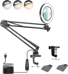 ZABOUL Povečevalno Steklo z Lučko, 10x in 15x povečava, s Sponko in Nastavljivo Roko