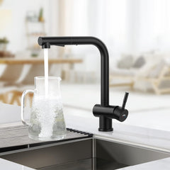 AURALUM kuhinjska armatura z izvlečno prho – mat črna