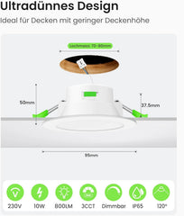 6x ALUSSO 95 mm LED vgradna svetilka