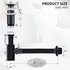 HOMELODY dizajnerski sifon s pop-up odtokom za umivalnik