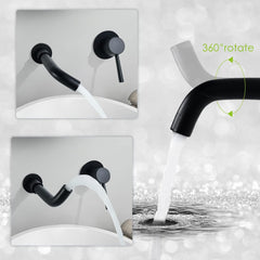 PHASAT stenska medeninasta armatura za umivalnik z 360° vrtljivim izlivom