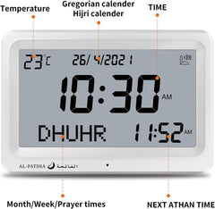 AL SALAMA digitalna ura z Azan opomniki - s 8 zvoki molitev in prikazom datuma ter temperature