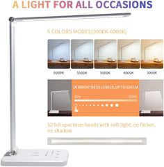 LED namizna svetilka z brezžičnim polnjenjem in USB priključkom