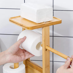 YORBAY bambusovo stojalo za WC papir s ščetko naravno