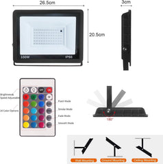 JBDUSN 100 W RGB LED reflektor z daljinskim upravljalnikom