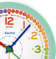 EACHUI Otroška analogna tiha budilka z nočno lučko