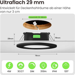 6x ALUSSO zatemnljiv vgradni LED reflektor 4W IP44