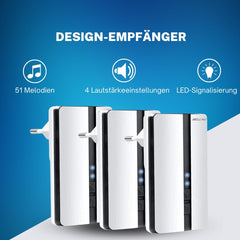 BELL4U brezžični zvonec z baterijo in tremi sprejemniki