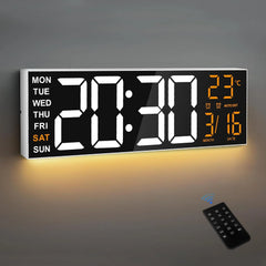 MAXSTAR velika digitalna LED stenska ura z RGB-osvetlitvijo in daljincem